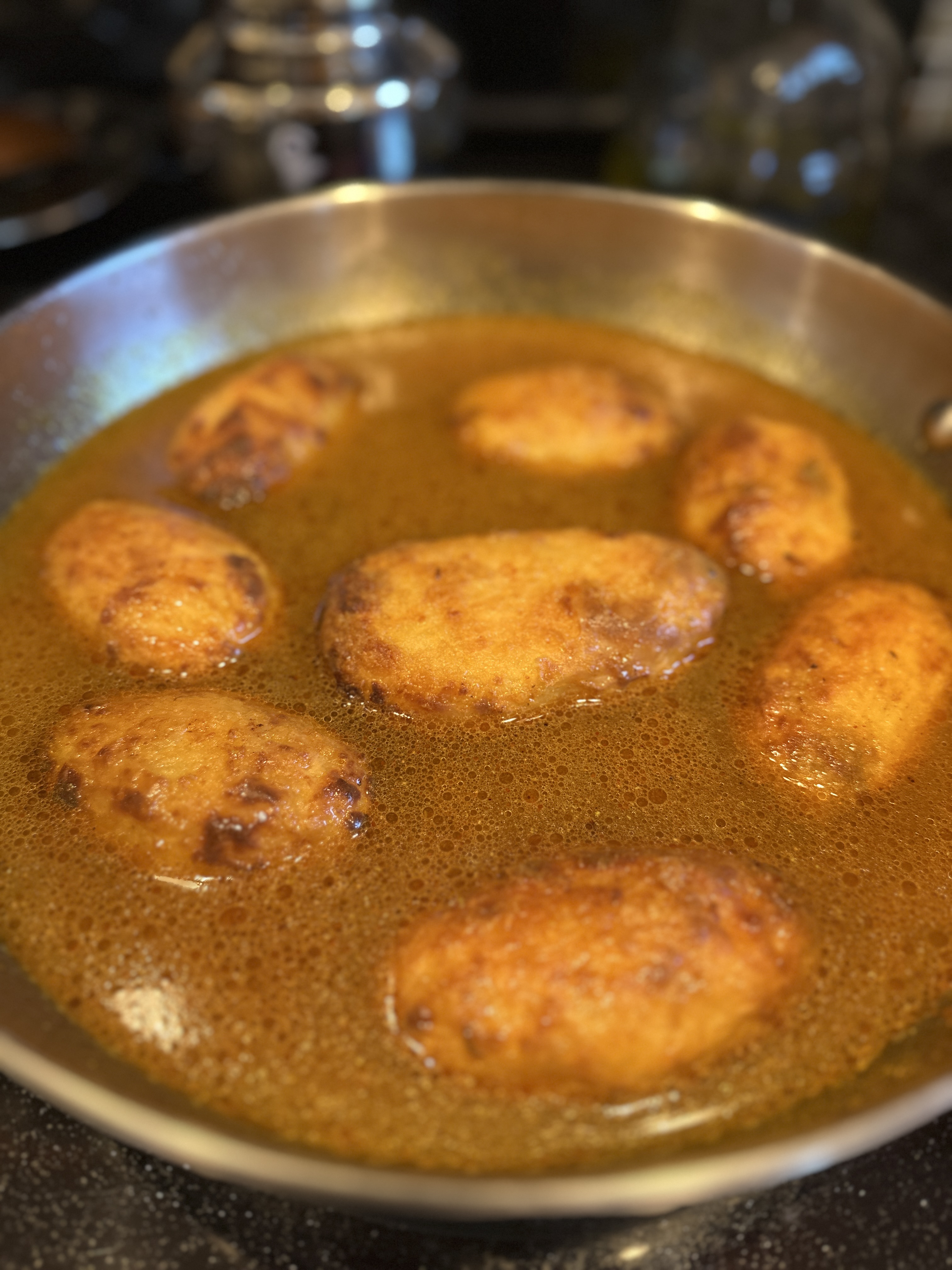 Water added, potatoes ready to boil